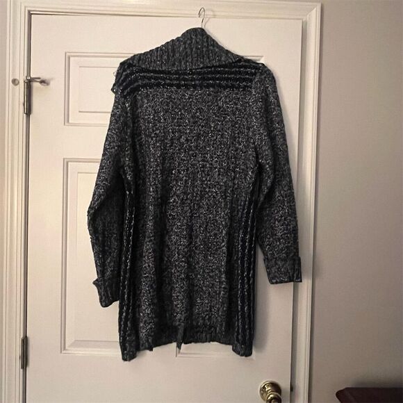 Chico's Women's Blue Cardigan Sweater Size 3 Snap Front Chain Detail - Picture 8 of 8